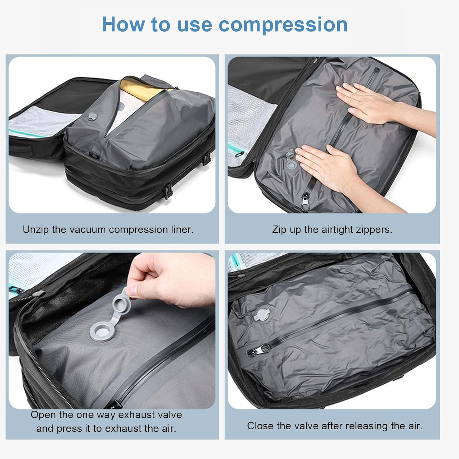 Expandable Vacuum Compression Backpack 70L, USB Charging Port, Water Oxford Cloth Travel Backpack with Dry Wet Compartment for Camping Business image number 3