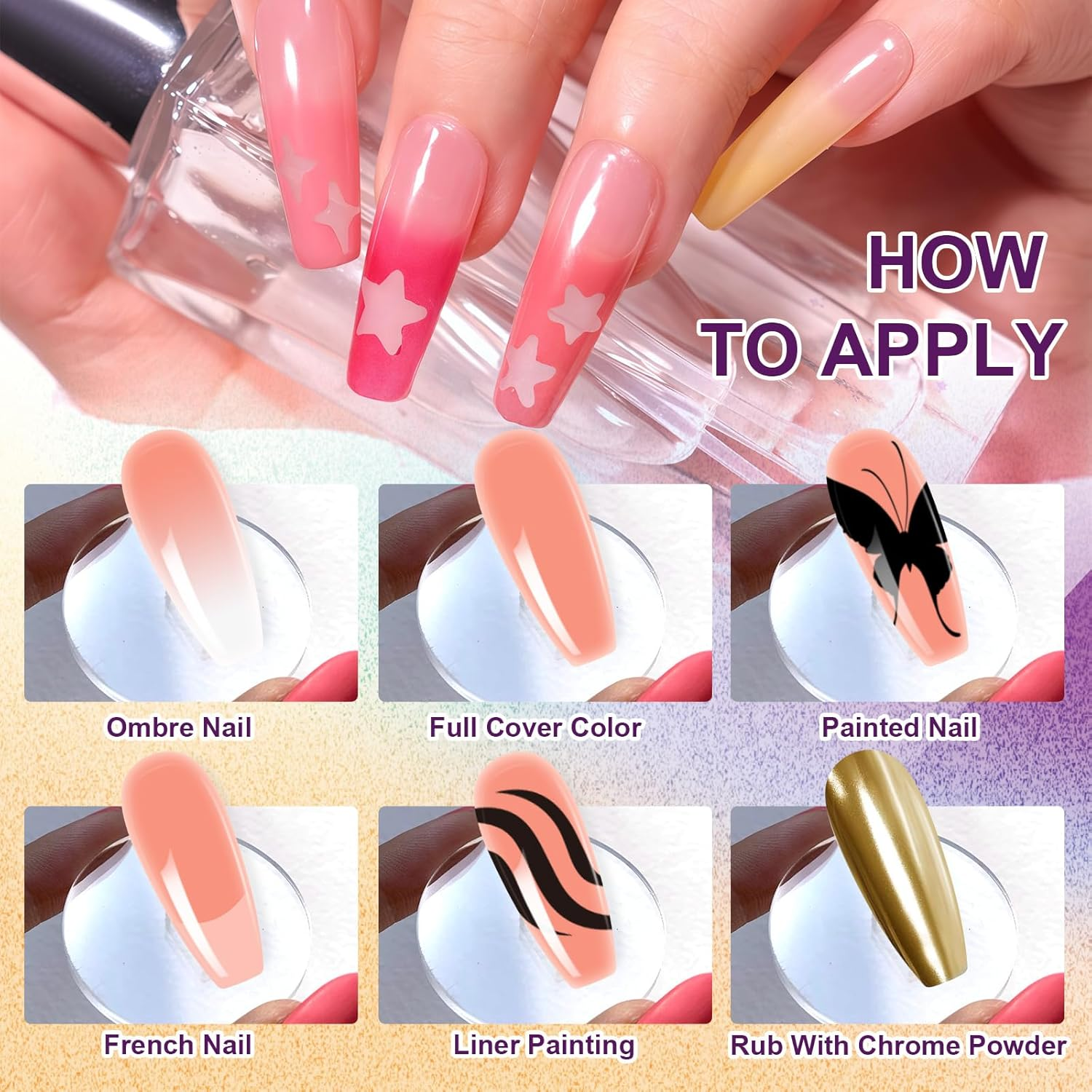 U-Shinein Gradient Painting Gel, 9 Colors Ombre Gel Nail Polish for Ombre Nails Aura Nails, French Manicure DIY Nail Art,Palette B image number 1