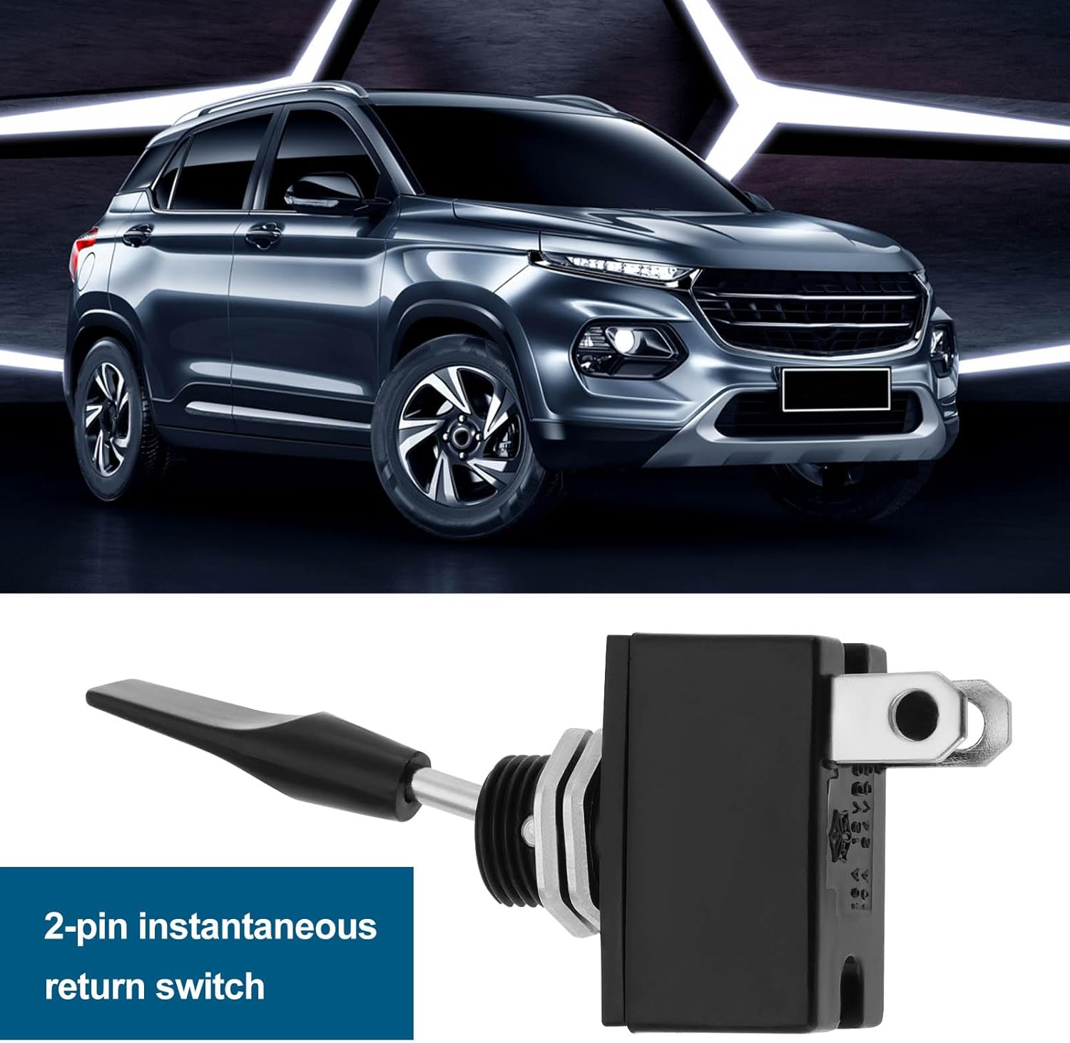 2Pcs 2-Pin On/Off Momentary Long Paddle Spring Momentary Toggle Washer Switch Lever Auto Switch for Car Electrical Parts Windscreen Washer Horn image number 6