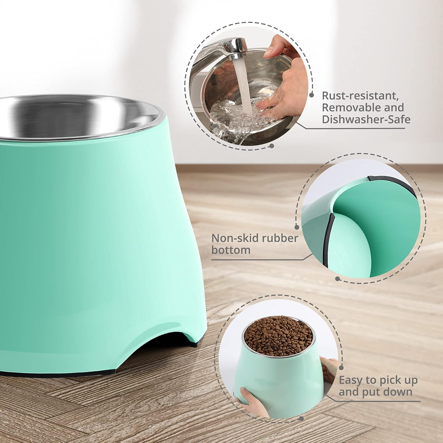 Yoken Elevated Dog Bowls, [Prevention of Vertebrae Disease] [Super Non-Slip] Dog Bowl with Stainless Steel Bowl, High Capacity Dog Food Bowls, Colorful Raised Dog Bowls for Medium/Small Size Dogs image number 3