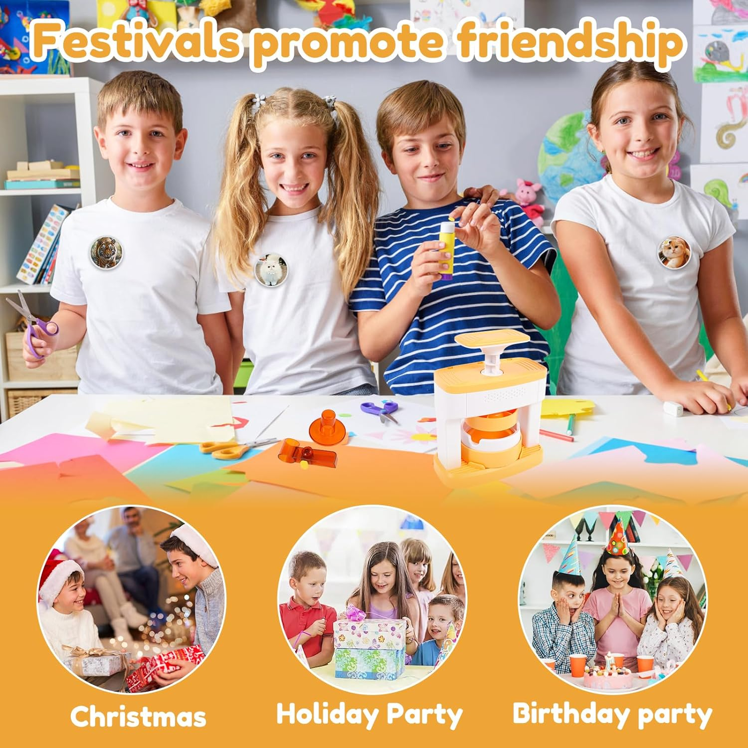 Badge Maker Machine for Kids, Solid Pin Maker, Versatile Creative Press Machine Badge Punch Kit, Portable Pin Badge Press Machine, Easy to Use Pin Badge Maker for Children