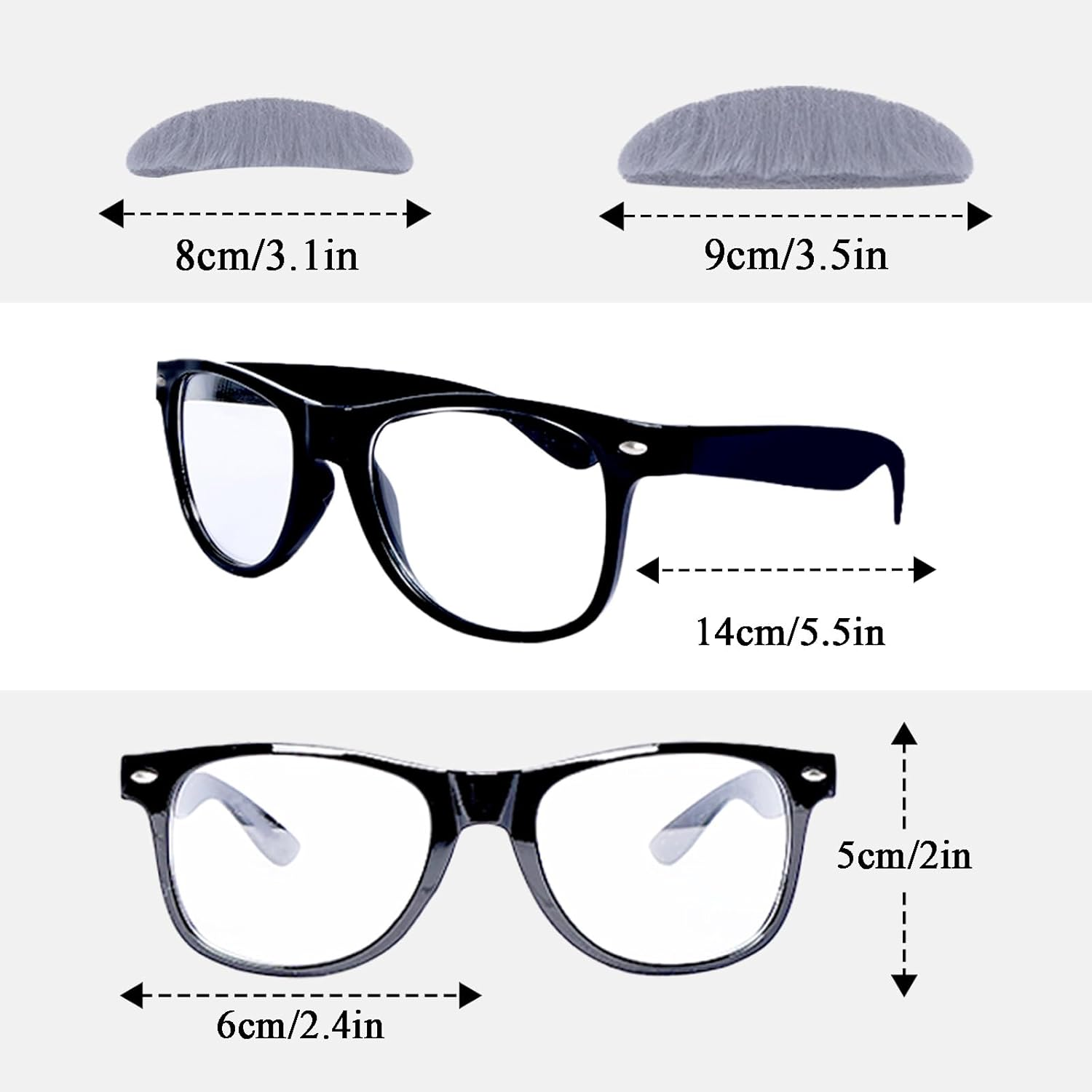 Kids Old Man Costume Set Grandpa Dress up Accessories Kit Glasses Suspenders Bow Tie Mustache Eyebrows Men image number 4