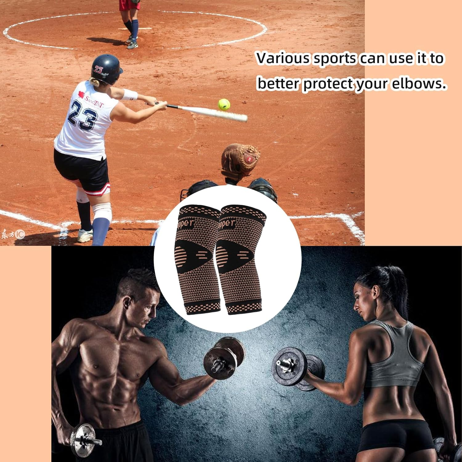 Elbow Brace Compression Support (1Pcs) - Tennis Elbow Brace & Golfers Elbow Support Sleeve, Compression Elbow Sleeve for Tendonitis/Arthritis/Weightlifting Pain Relief (L) image number 5