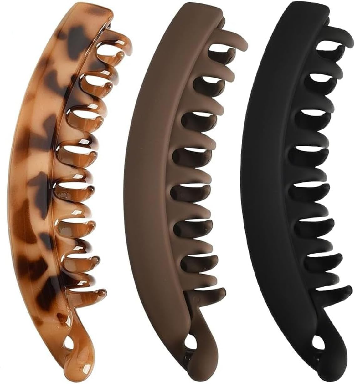 3 Pcs Banana Clips Clincher Comb Hair Grips,Nonslip Big Banana Comb for Women Girls,Tortoiseshell Hair Matte Clips for Long Hair for Thick Hair Barrettes image number 5