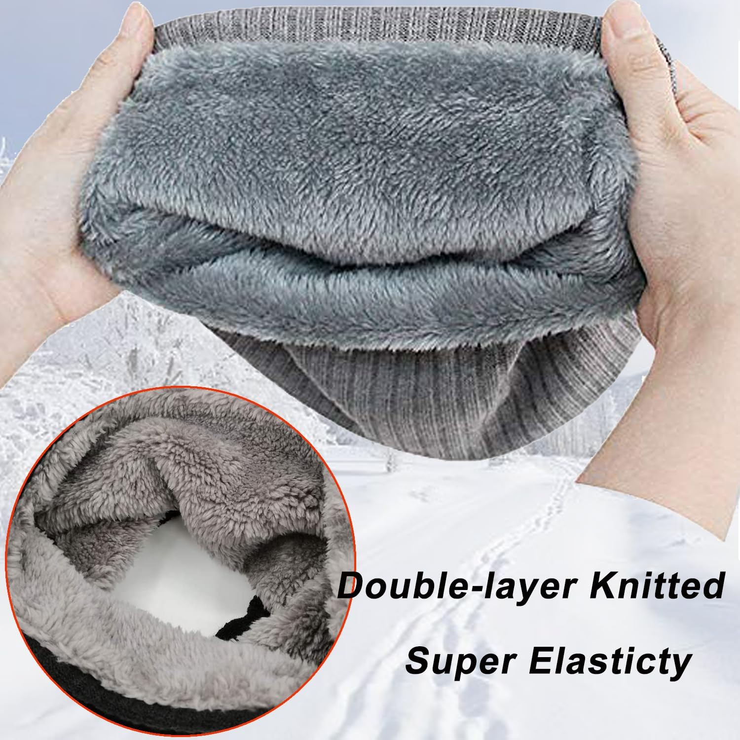 Lifwimner Winter Fleece Neck Warmer Mens Ski Mask Face Warmer Neck Gaiter Neck Scarf Women Thick Windproof 2 Pack image number 5