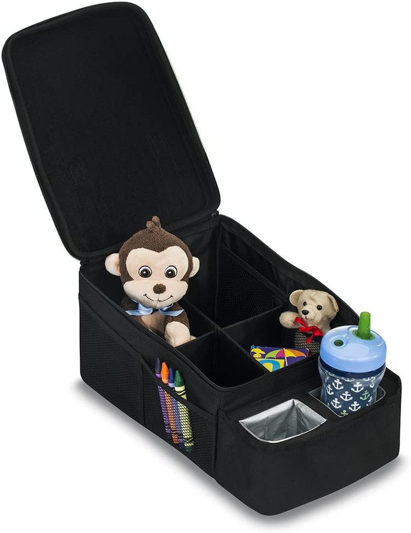 Britax Car Seat Organizer Caddy with Insulated Cup Holders | Crash Tested + 8 Mesh Pockets + Removable Center Dividers + Zipper Top