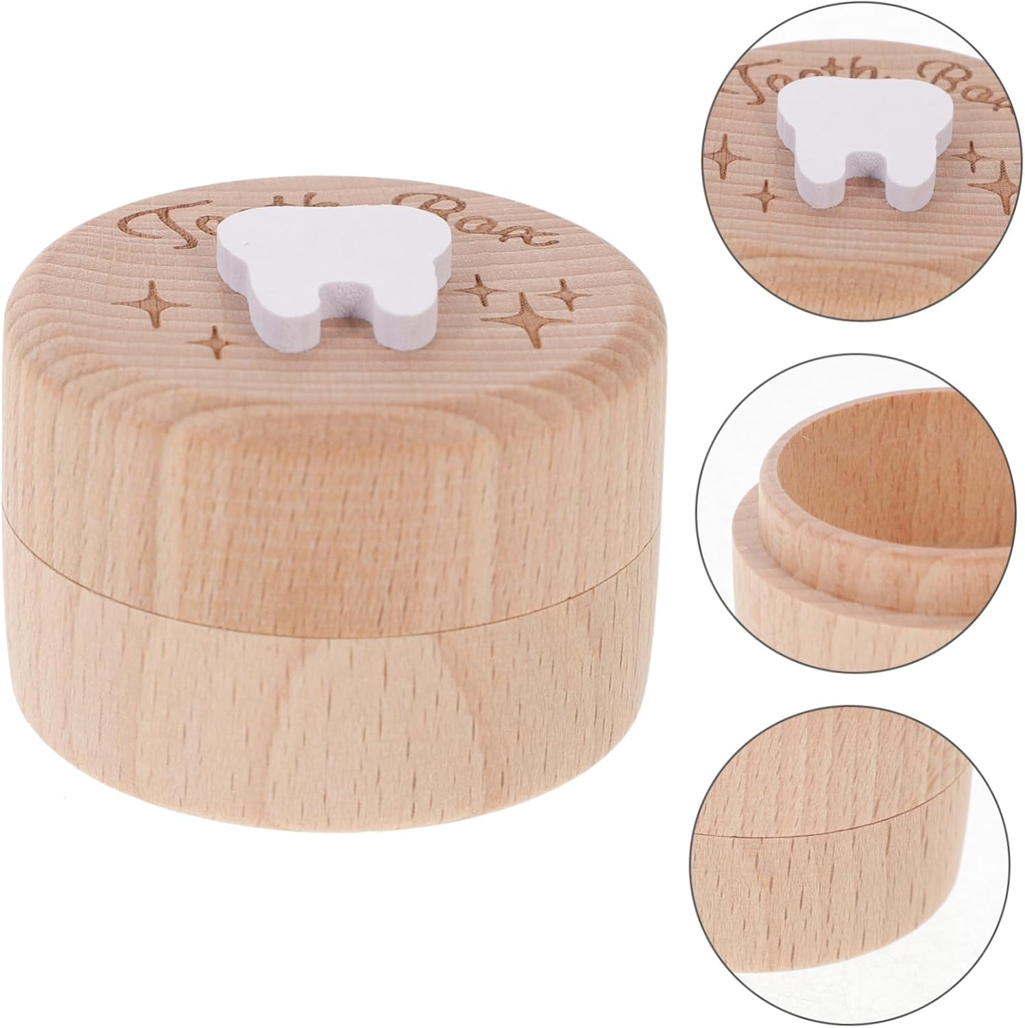 Ciieeo Wooden Deciduous Tooth Box First Lost Teeth Holder Keepsake Collection Organizer for Boys and Girls Boys Girls image number 4