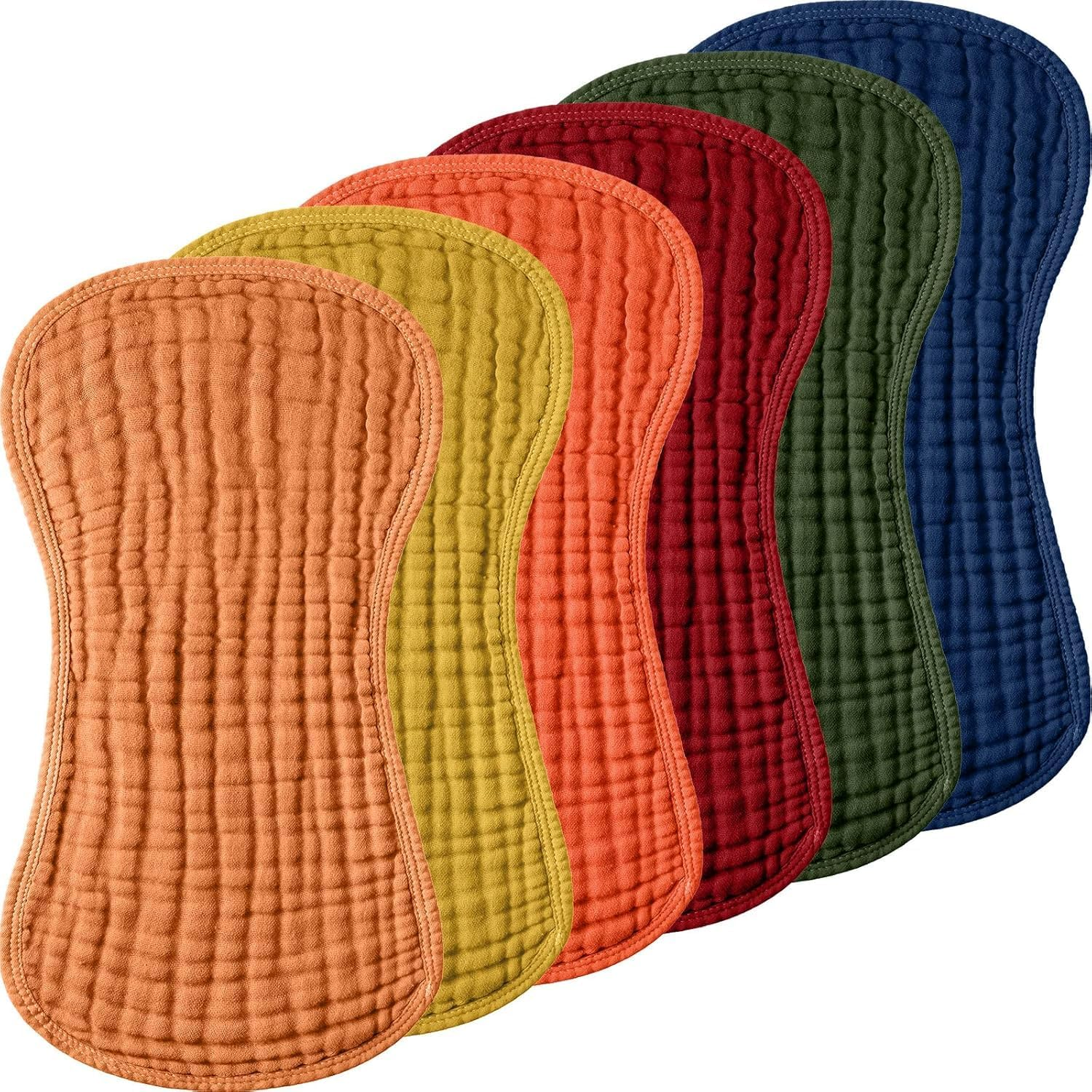 6 Pieces Muslin Burp Cloths Cloth Multi Colors Washcloths Diapers Absorbent Layers Face Towels Unisex, 9 X 20 Inch (Retro Colors) image number 4