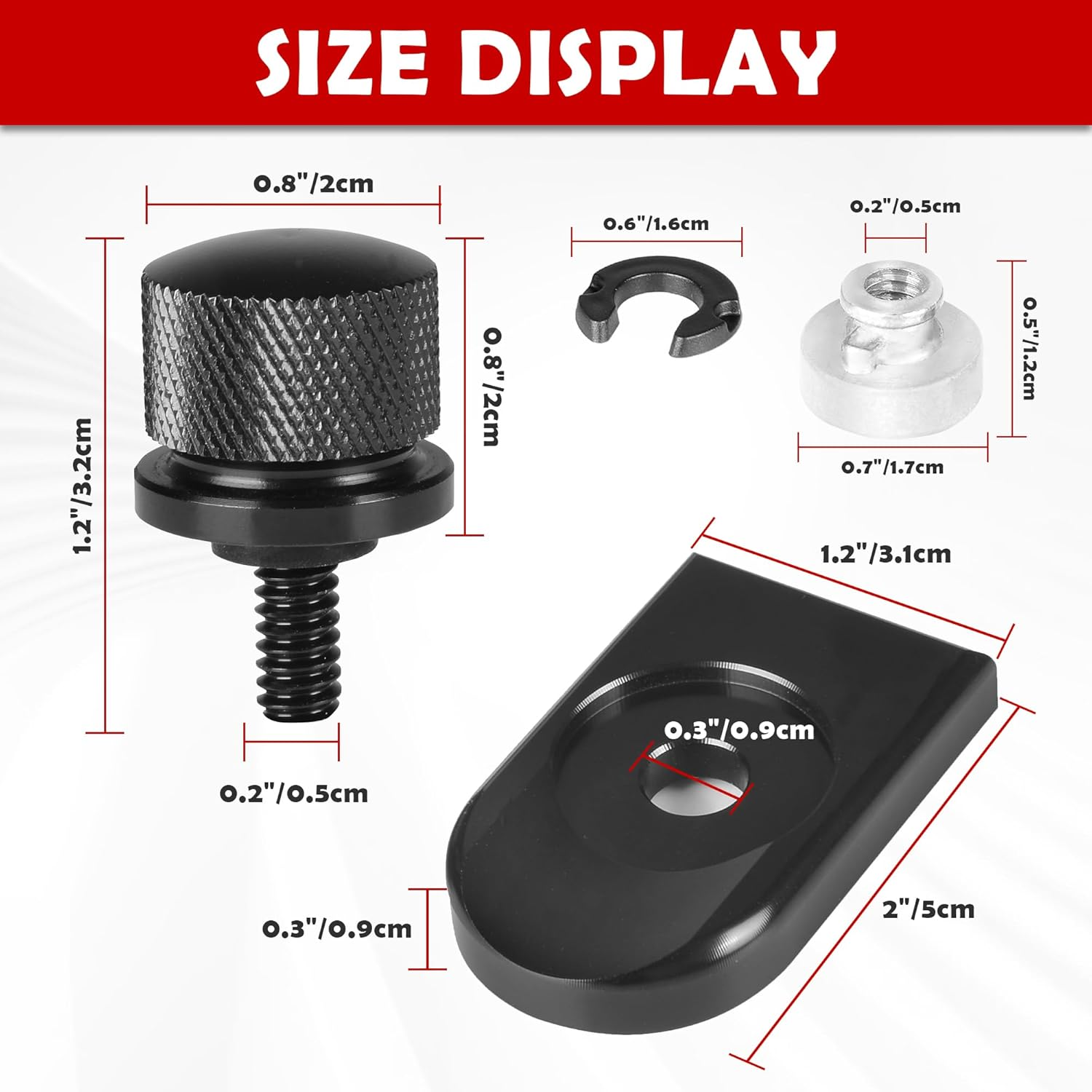 Screw Seat Bolt with Knob Cover Tab Compatible for Harley Davidson Touring 1996-2024 Black 3 image number 2