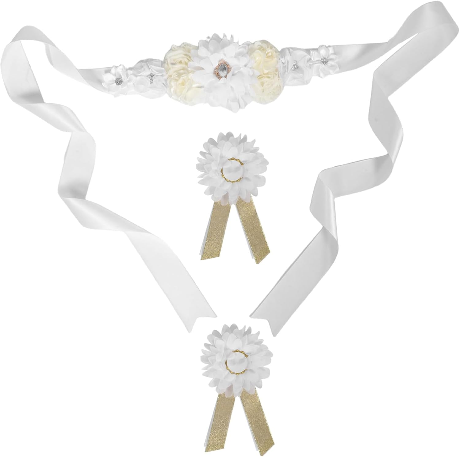 UPKOCH Adjustable Floral Maternity Sash Belt for Shower and Bridal Party Soft Breathable Pregnancy Support Band Reducing Lower Back Pressure Elegant Decorative Flower Belt for Expecting image number 5