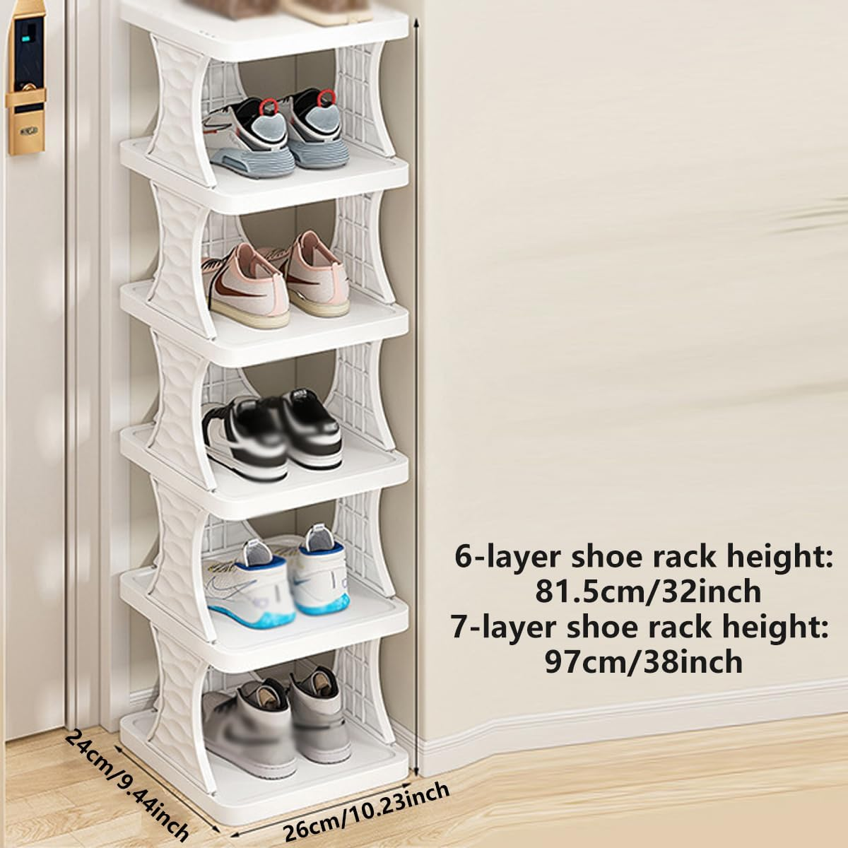 AIMALL Multi-Layer Folding Shoe Rack, Compact Narrow Design for Home Entrance, Dormitory, Corridor, with Stable Load Bearing, Easy Assembly, Blue/Orange/White image number 5