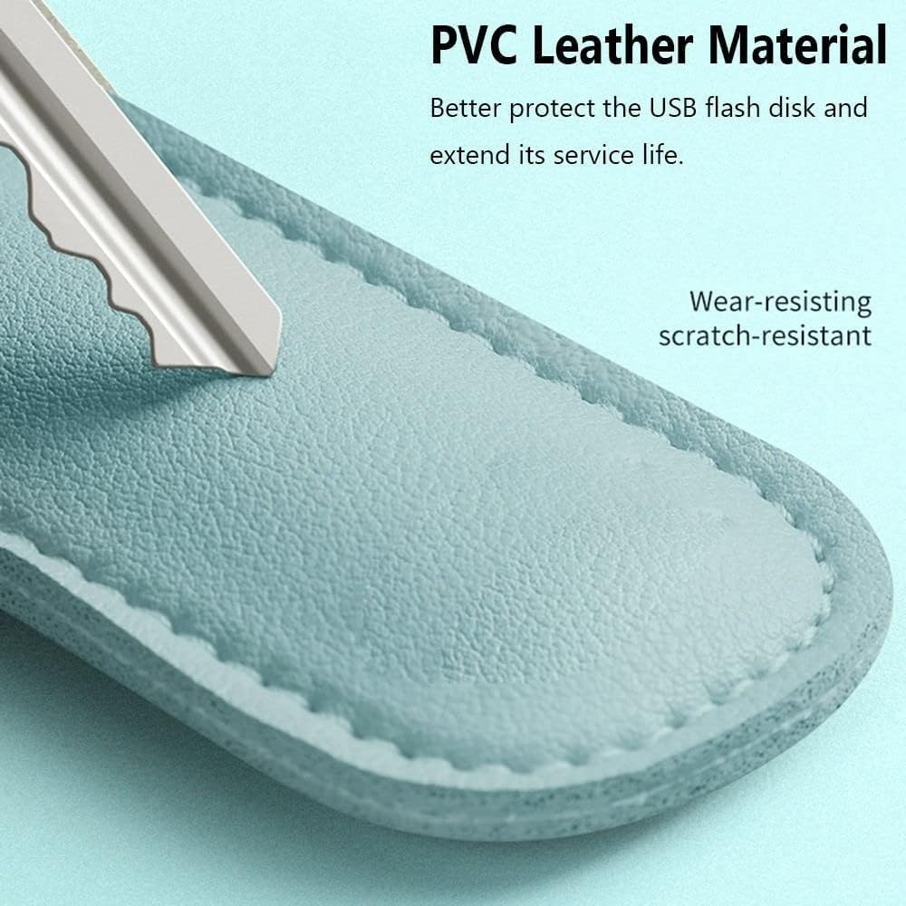 3PCS Leather U Disk Pouch Key Ring Holder USB Flash Drive Storage Bag Pen Drive Protective Cover Memory Stick Case image number 1