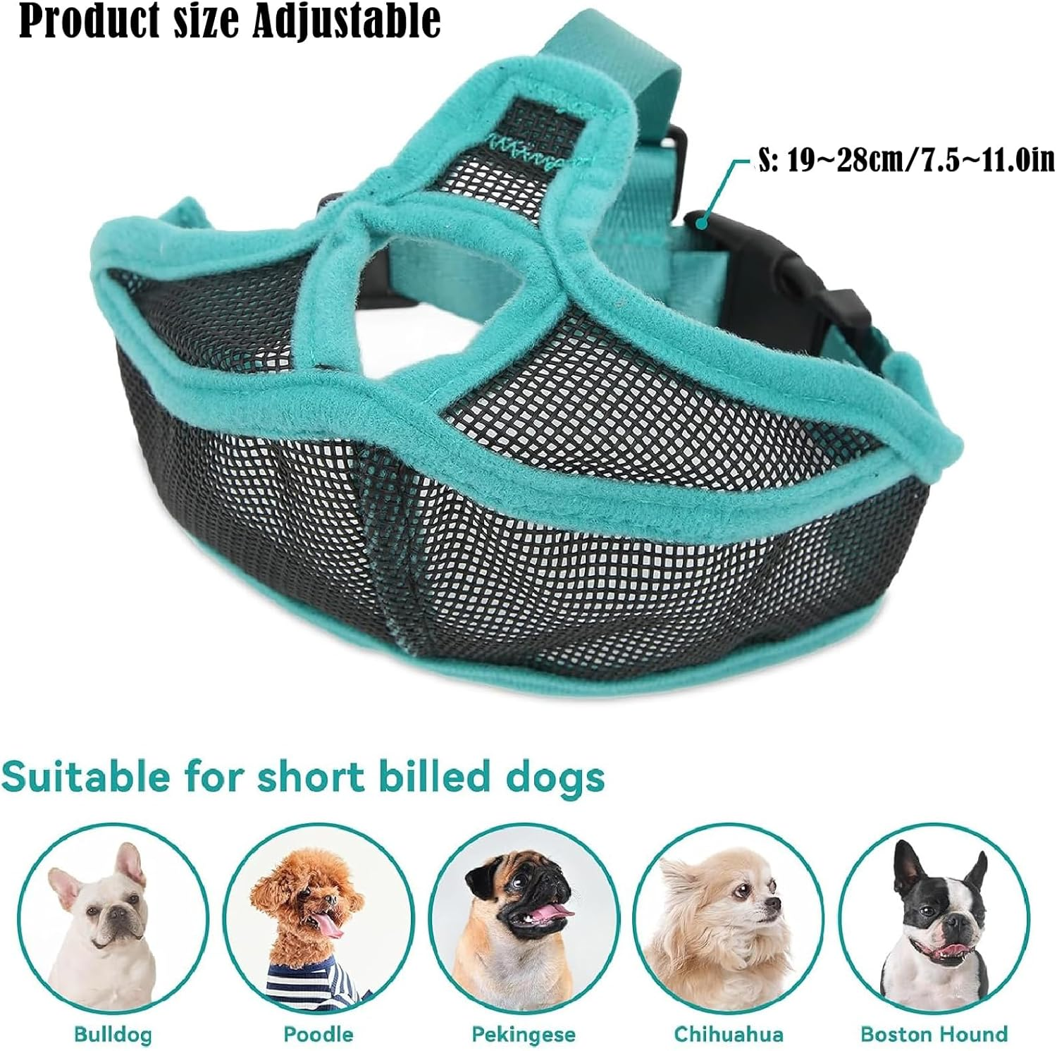 French Bulldog Muzzle, Muzzle for French Bulldog, Frenchie Muzzle, Bulldog Muzzle Breathable Adjustable Mesh Mask for Flat Faced Dog anti Bitting Chewing Barking (S) image number 3