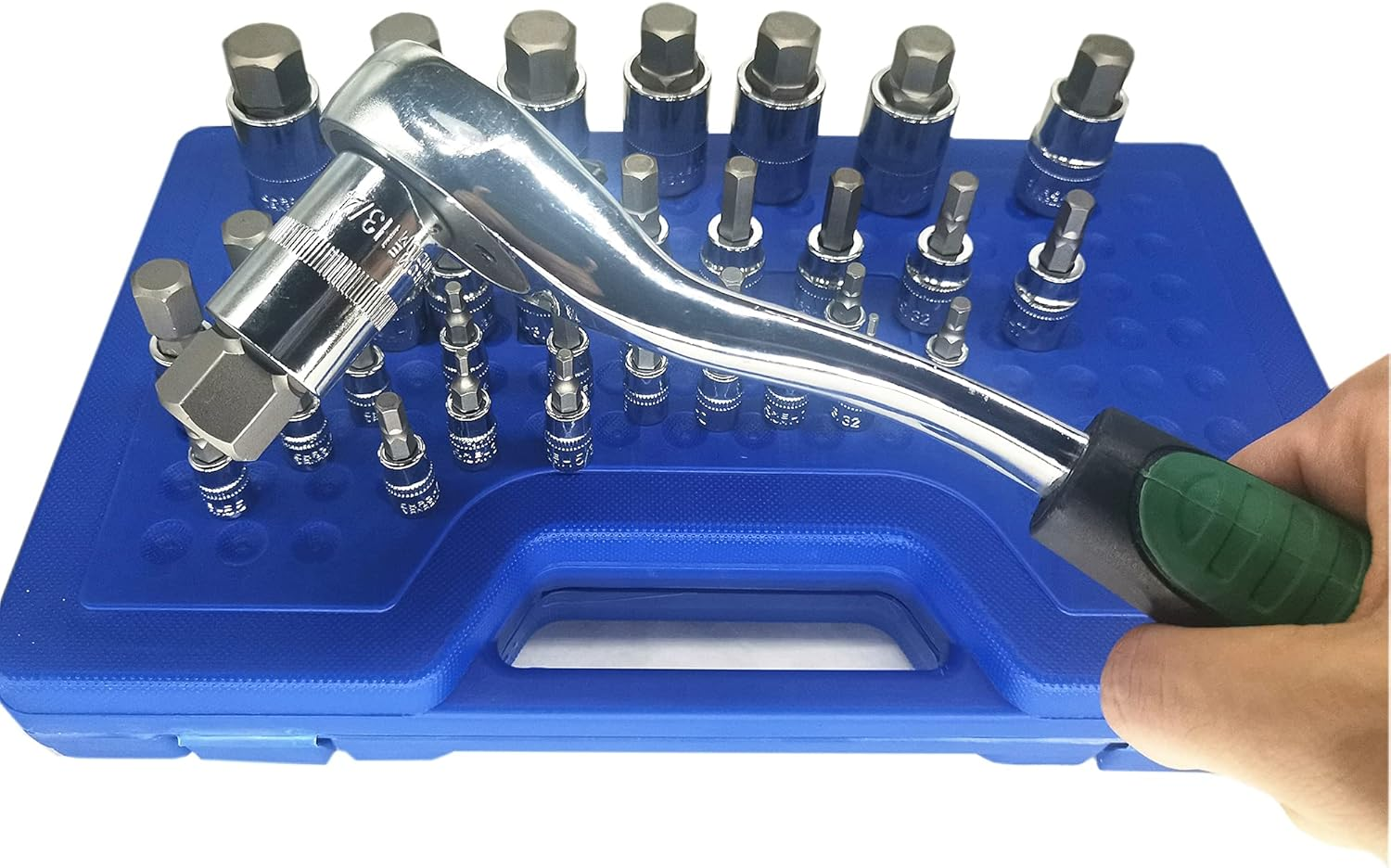 Master Hex Bit Socket Set Allen Wrench Bit Kit Hex Key for Ratchet Socket Tool SAE and Metric Set 3/8, 1/4, 1/2 Drive Socket Set 34-Piece image number 6