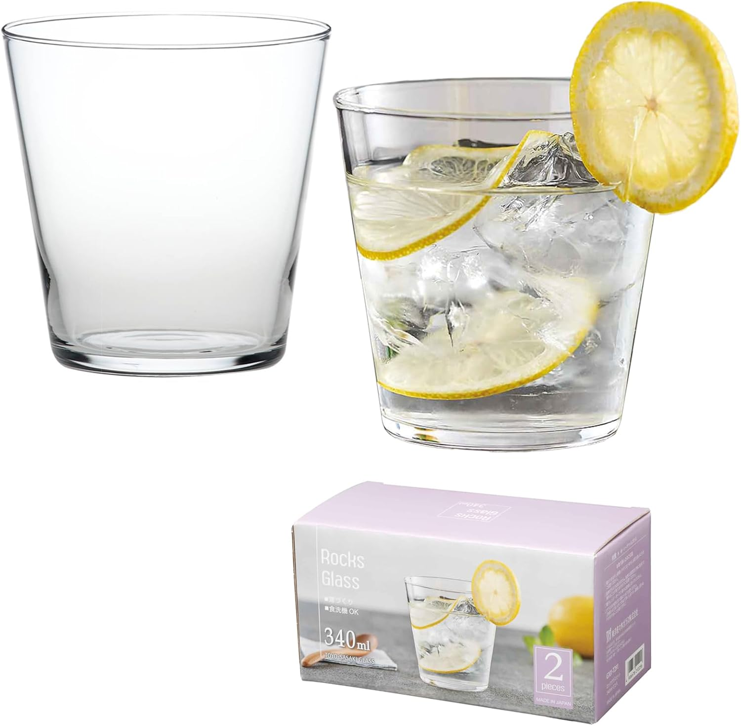Toyo Sasaki Glass G101-T291 Whiskey Glasses, Rock Glass, Thin Making Glass Set, 11.8 Fl Oz (340 Ml), Set of 2, Rock Glass Set, Cup, Made in Japan, Dishwasher Safe image number 2