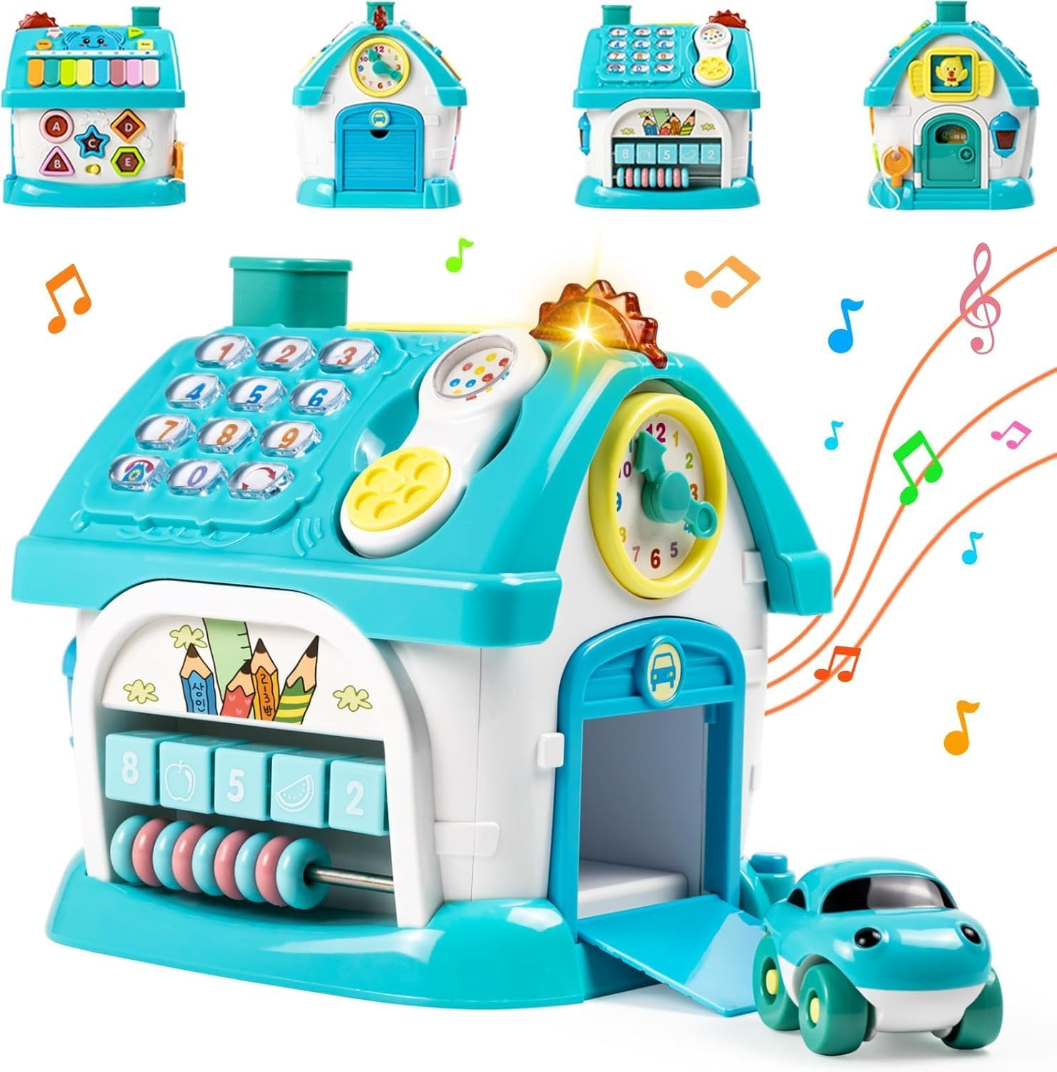 Baby Toys for 1 2 3 Year Old, Toddler Toys Age 1-2, 6-In-1 Montessori Toys with Sound/Lights/Music/Clock/Telephone/Car, Early Educational Birthday for Girl and Boy image number 2