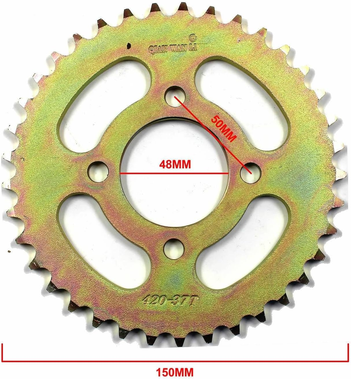 TDR 420 37T Rear Sprocket Cog 150Mm Diameter 48Mm Centre Hole 50Mm Mount Dirt Bike ATV Go-Kart Quad Thumpstar Atomik Replacement Gear Part image number 1