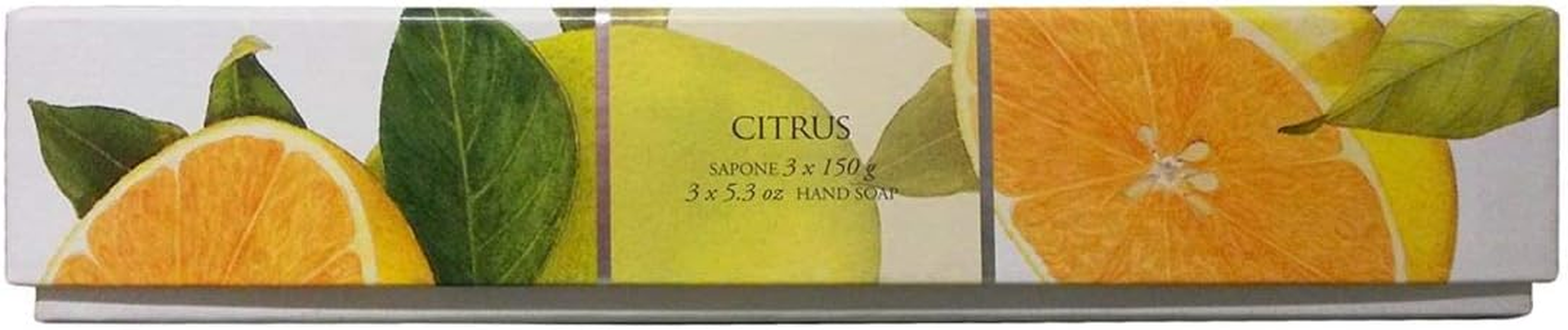 La Florentina:"Agrumi Di Boboli" Bar Soaps, Citrus Scent,"Bellosguardo" Collection - Pack of 3 Soaps, 5.3 Ounces (150G) Each, Gift Box [ Italian Import ]