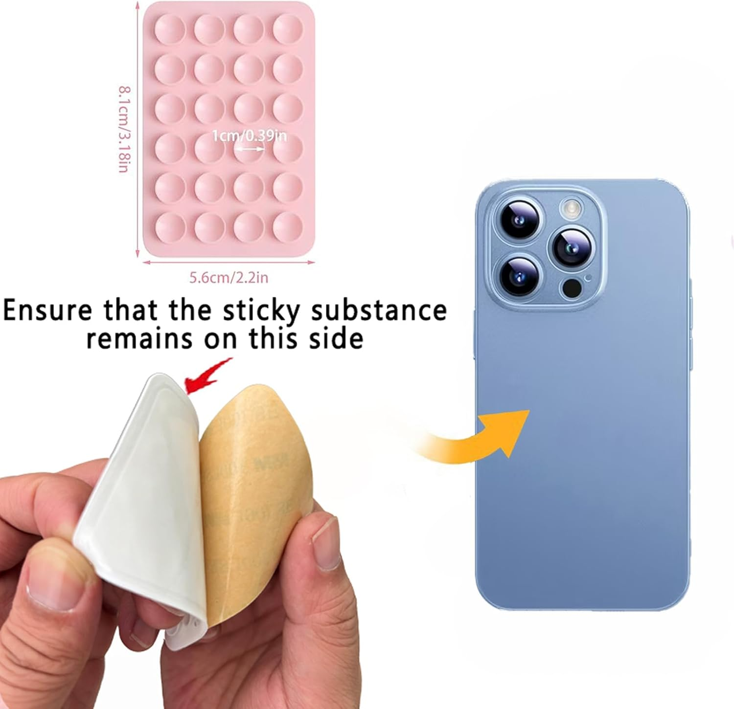 Zakora 6 PCS Phone Suction Pad,Sticky Phone Case for Wall,Suction Phone Holder,Sticky Phone Holder,Phone Case Suction Pad (White Pink Black) - White Pink Black image number 6