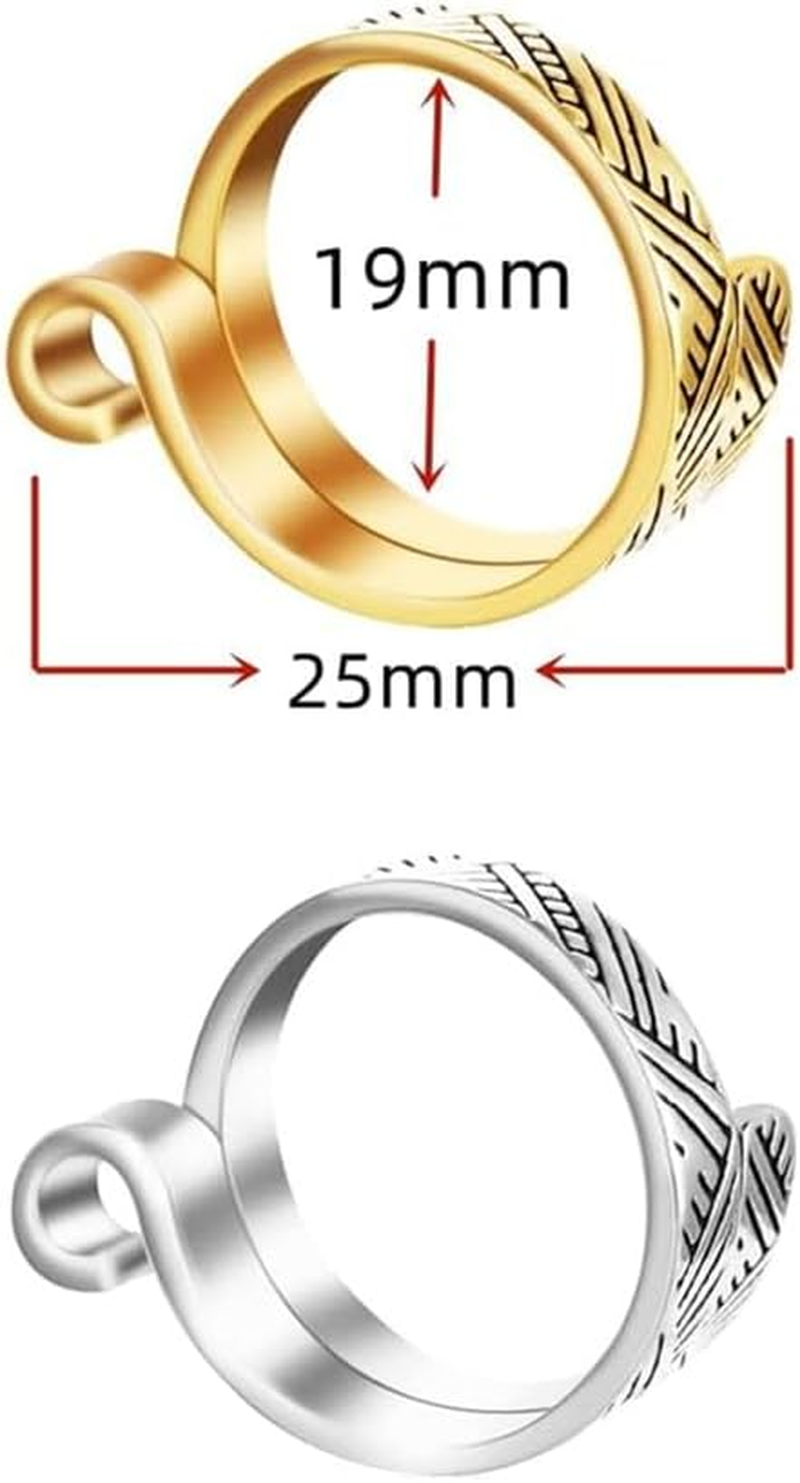 4 Pack Knitting Crochet Loop Ring for Fingers,Metal Open Yarn Guide Finger Holders,For Crocheting, Yarn Guide Crochet Loop Ring for Crochet- Gold & Silver image number 5