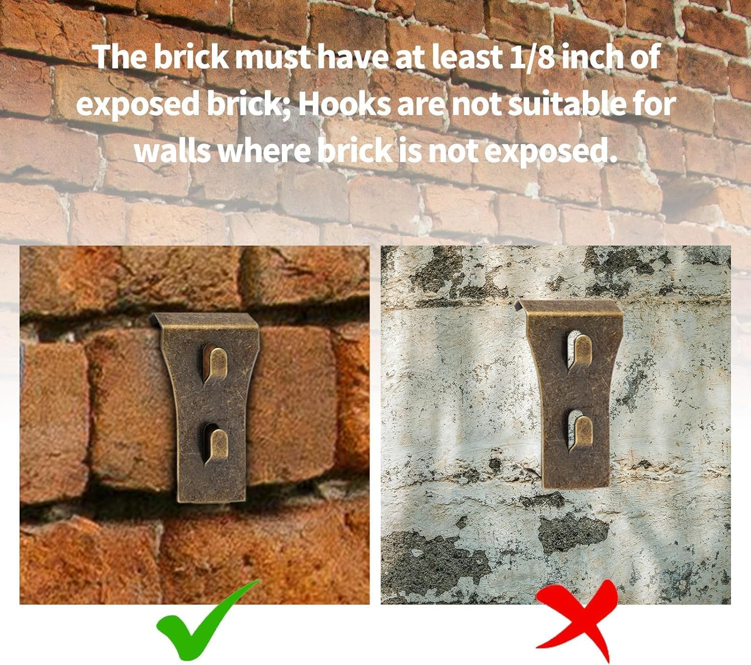 Walquicks 15 Pcs Heavy Duty Brick Hook Clips, Metal Wall Hangers for Hanging Outdoors, Steel Clips for outside Home Decor