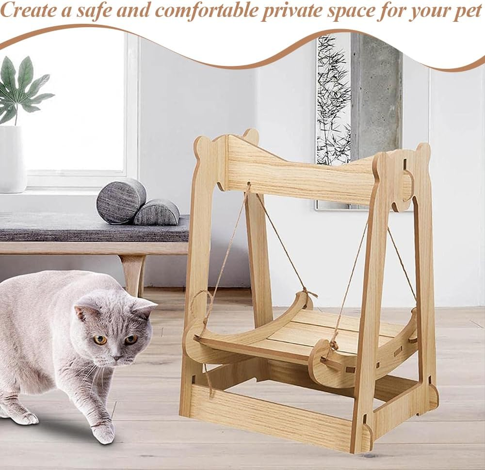 Cat Hammock,Pet Hanging Swing,Sleeping Bed Lounger,Kitty Lounger Scratching Rope,Pet Lounger Furniture,For Indoor Cats,Dogs,Rabbits,Cat Chair Swing Bed Pet Furniture image number 6