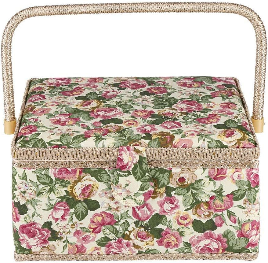 Extra Large Vintage Sewing Basket Kit - Handmade Organizer for Needles, Thread, Tape Measure, Thimbles and Other Sewing Supplies Storage image number 5