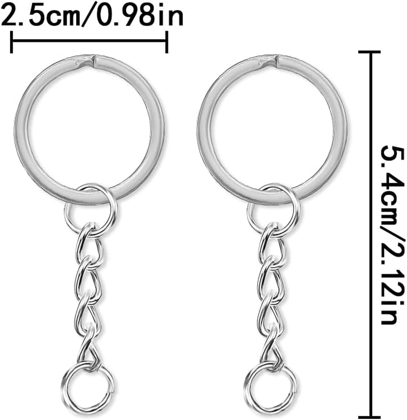 WELANE Key Rings with Chain, 50 Set Key Chain Rings and Jump Rings for Keychain Making Supplies DIY Crafts (2.5Cm)
