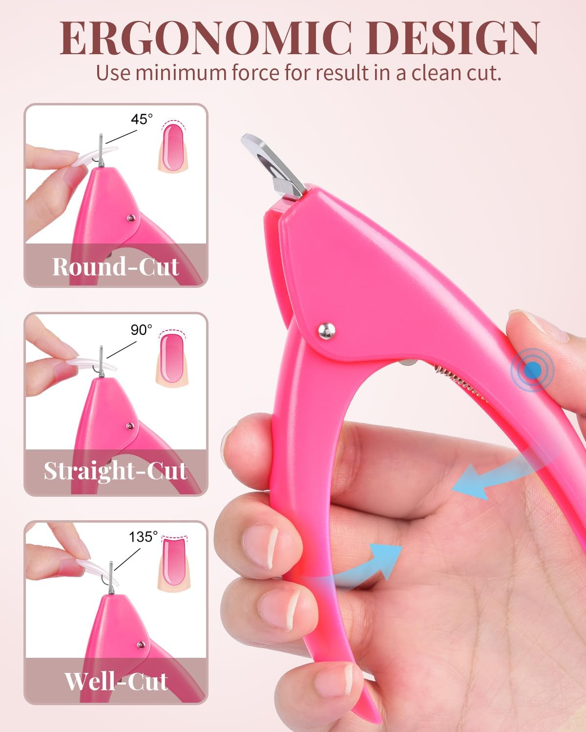 MORGLES 500PCS Clear Acrylic Nail Tips - French Half Cover Fake Nails with Glue, Nail File, Clipper, Cuticle Fork for Nail Art image number 2