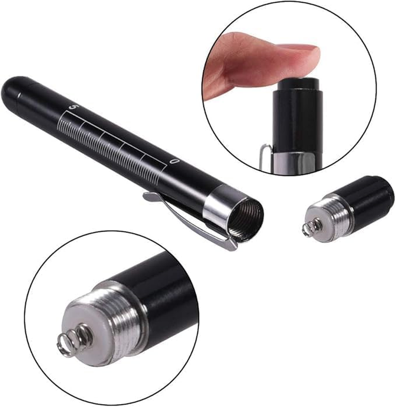 2 PCS Mini Pen Torch Light with Pupil Gauge Ruler Detector, Diagnostic Tool Medical Pen Lamp, Mini Reusable LED Penlight Flashlight for Home Outdoor Hospital Emergency, 1 White+ 1 Yellow image number 5