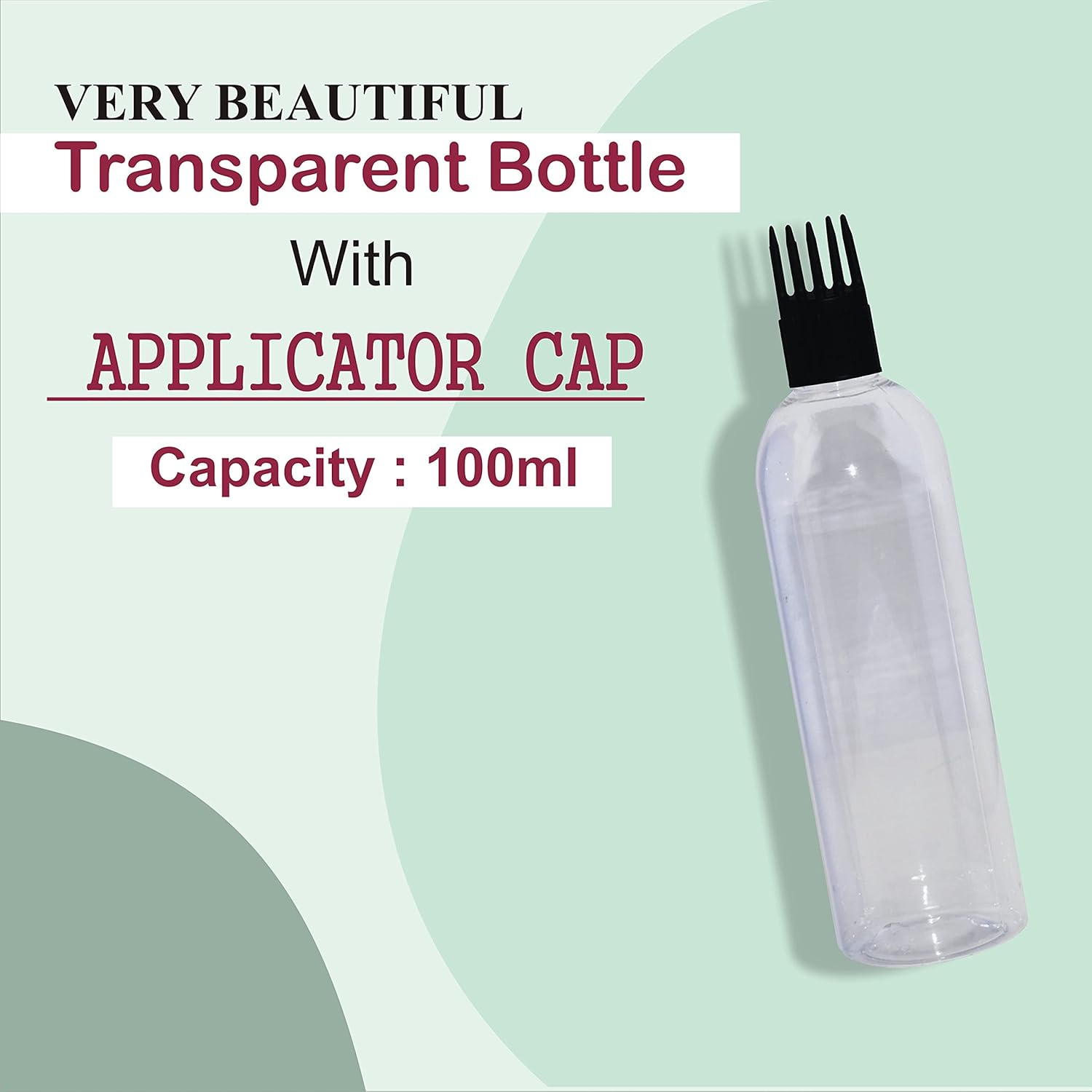 Zenvista Meditech 100Ml Transparent Bottle with Applicator & round Black Color Cap, Very Useful, for Hair Oil, Shampoo, Medicines (Pack of 5) image number 2