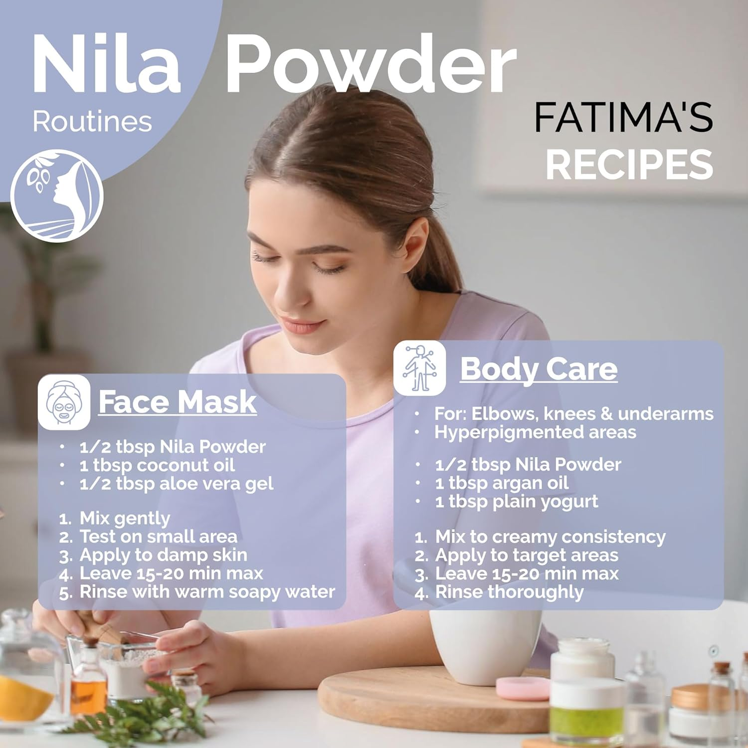 Fatima'S Garden Pure Nila Indigo Powder 50G - Natural Moroccan Face & Hair Care Powder for Exfoliating and Moisturizing image number 4