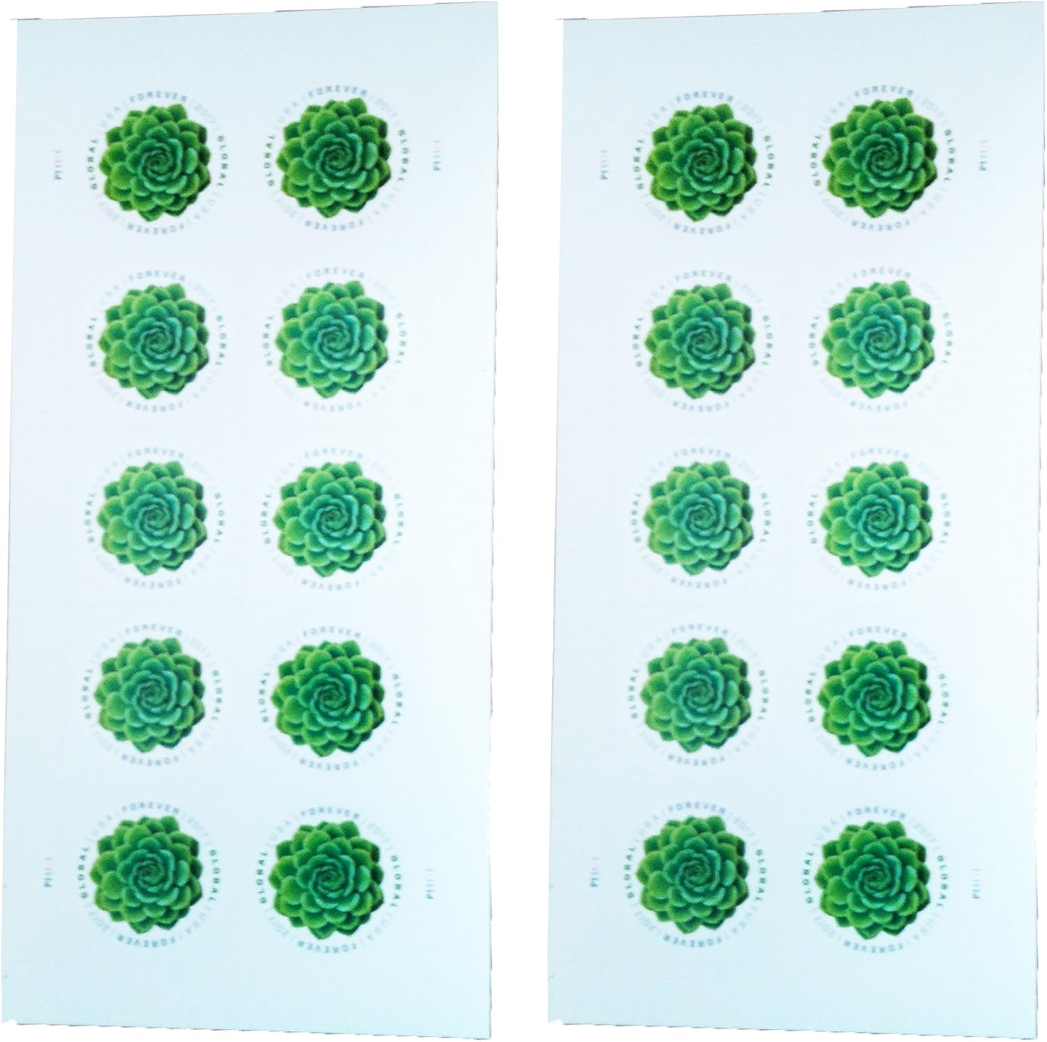 Green Succulent Sheet of 10 Global USPS First Class International Forever Postage Stamps (2) image number 2
