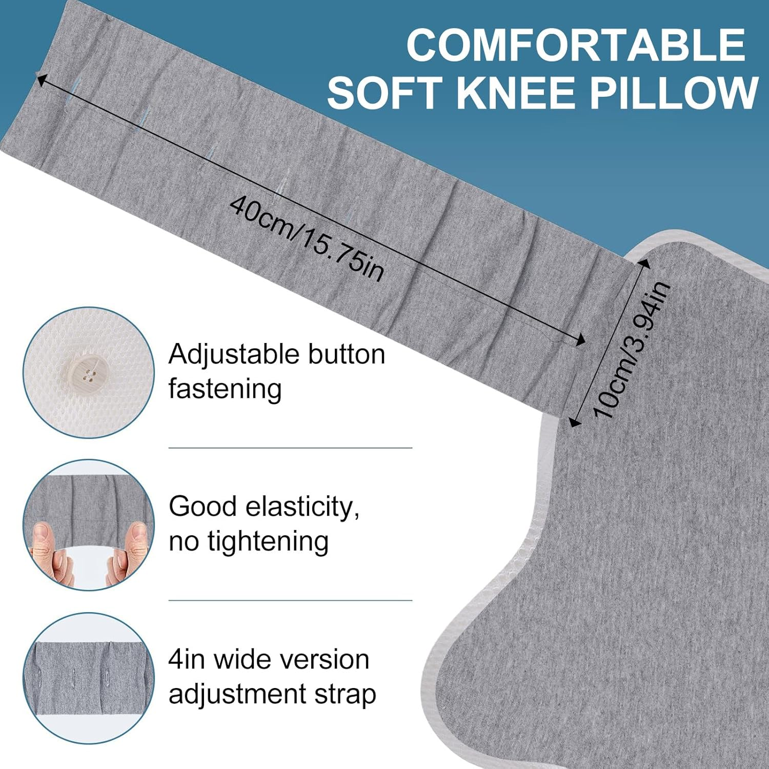 Knee Pillow Leg, Ergonomic Side Sleeping Pillows, Large Comfortable Memory Foam Leg Pillows with 4-Level Adjustable Strap for Side Sleeper, Leg Support Cushion with Removable & Washable Cover image number 6