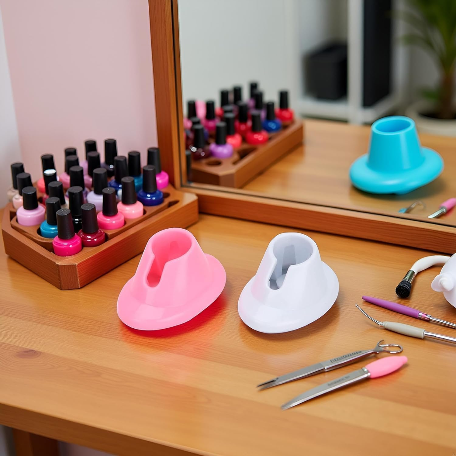 2Pcs Soft Rubber Nail Polish Bottle Holder, Durable Anti-Spill Stand for Secure Storage and Organized Salon or Home Use - 2-Piece Set, Mecus image number 4