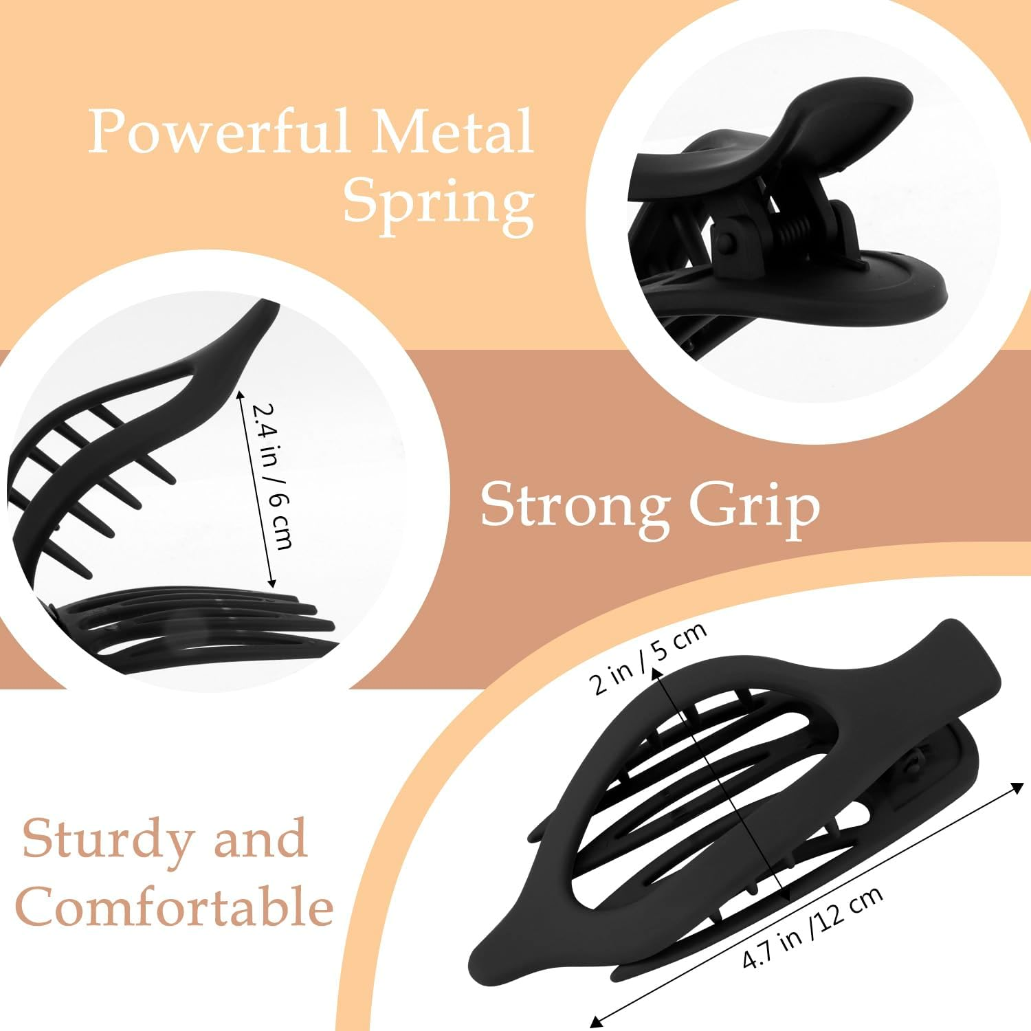 ATODEN Flat Hair Clips for Women Lay Flat Hair Claw Clips for Thick Hair 4 Pcs Large Alligator Hair Clips Duck Billed Hair Clips Matte Neutral Claw Clips Hair Barrettes Hair Accessories