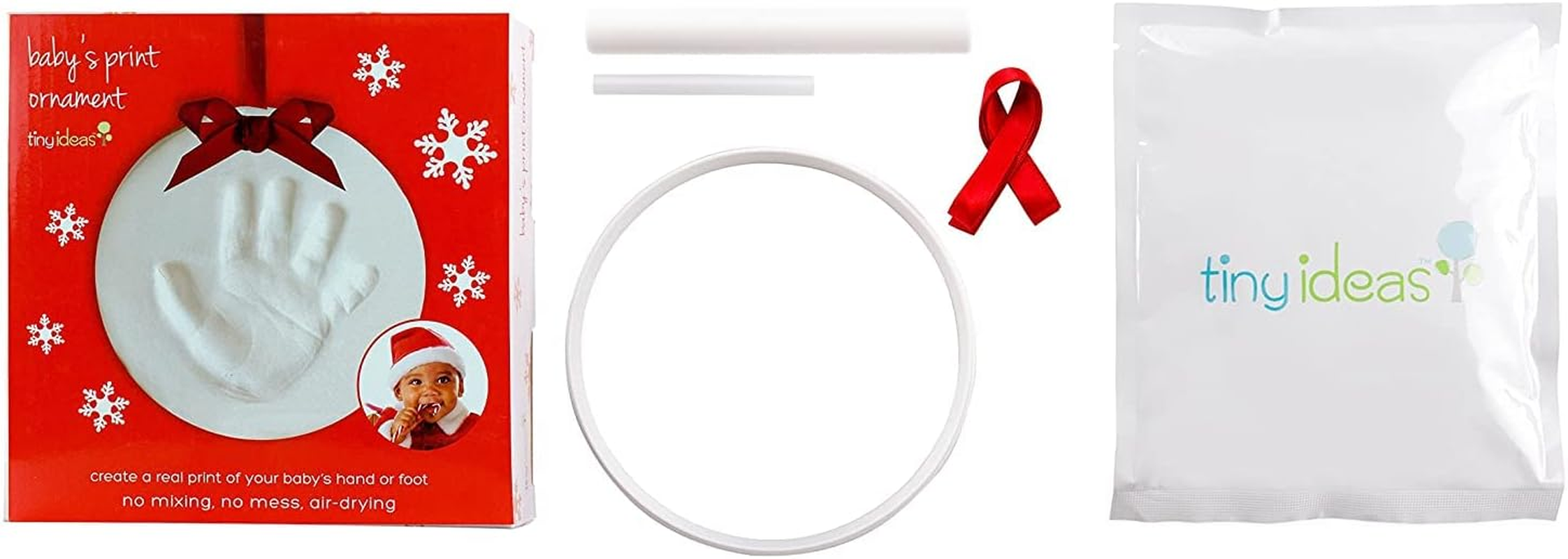 Tiny Ideas Baby'S Handprint or Footprint Christmas Ornament, Easy No-Bake Keepsake Kit, Creative New and Expecting Parents, Clay