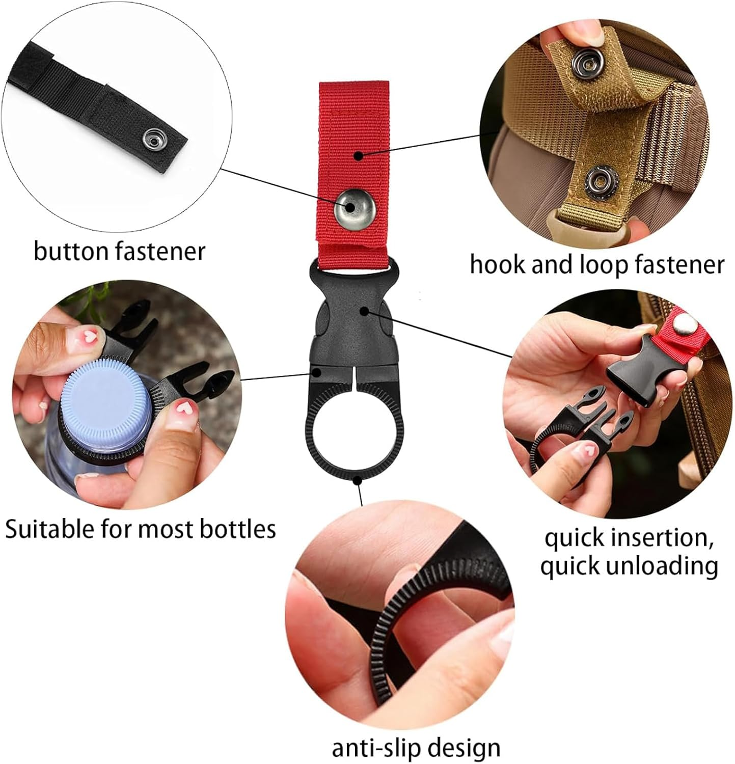 6 Pcs Bottle Hanging Buckle Clip Carabine for Frantelle Spring Water,Portable Mineral Water Bottle Clip for Backpack Belt Ring Outdoor Hiking Camping Traveling image number 3
