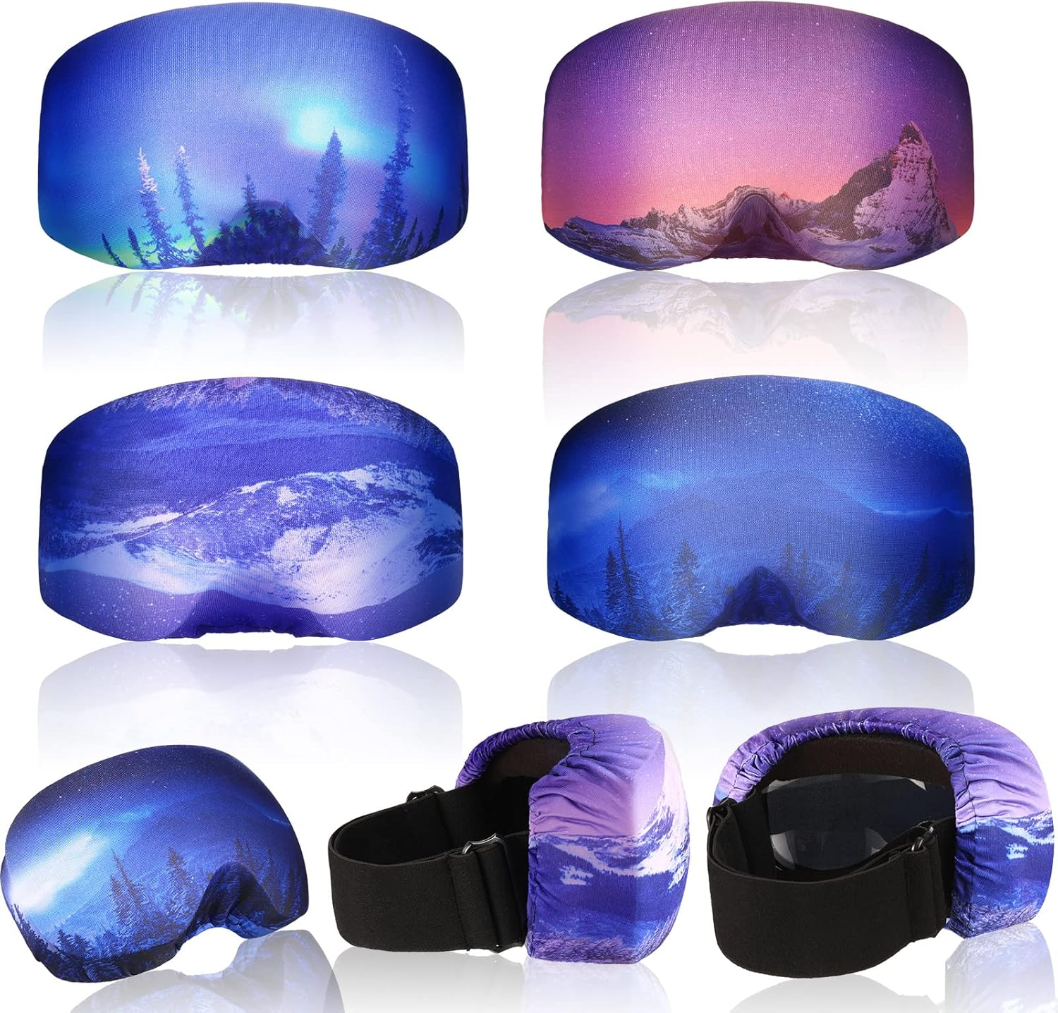 4 Pieces Ski Snowboard Goggle Cover Sleeve, Goggle Cover Microfiber Protective Lens Scratch Dust Protection for Travel Apres