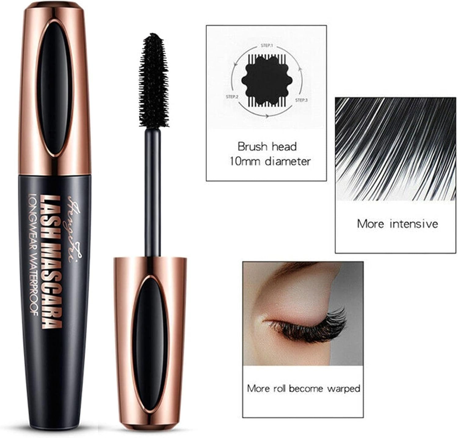 4D Silk Fiber Mascara Waterproof and Easy to Dry Natural Black Thick Makeup Cosmetics Mascara Eyelash A8K1 Soft Eyelash Long image number 1