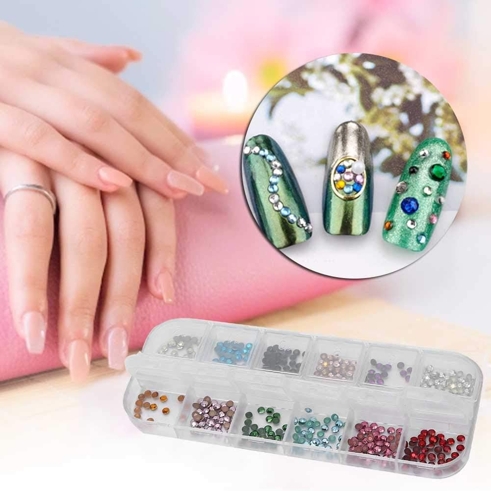 Glitter 12 Models DIY Manicure Decors, Rhinestones Nail Decorations, Shiny DIY Nail Rhinestones, Glitter Rhinestones