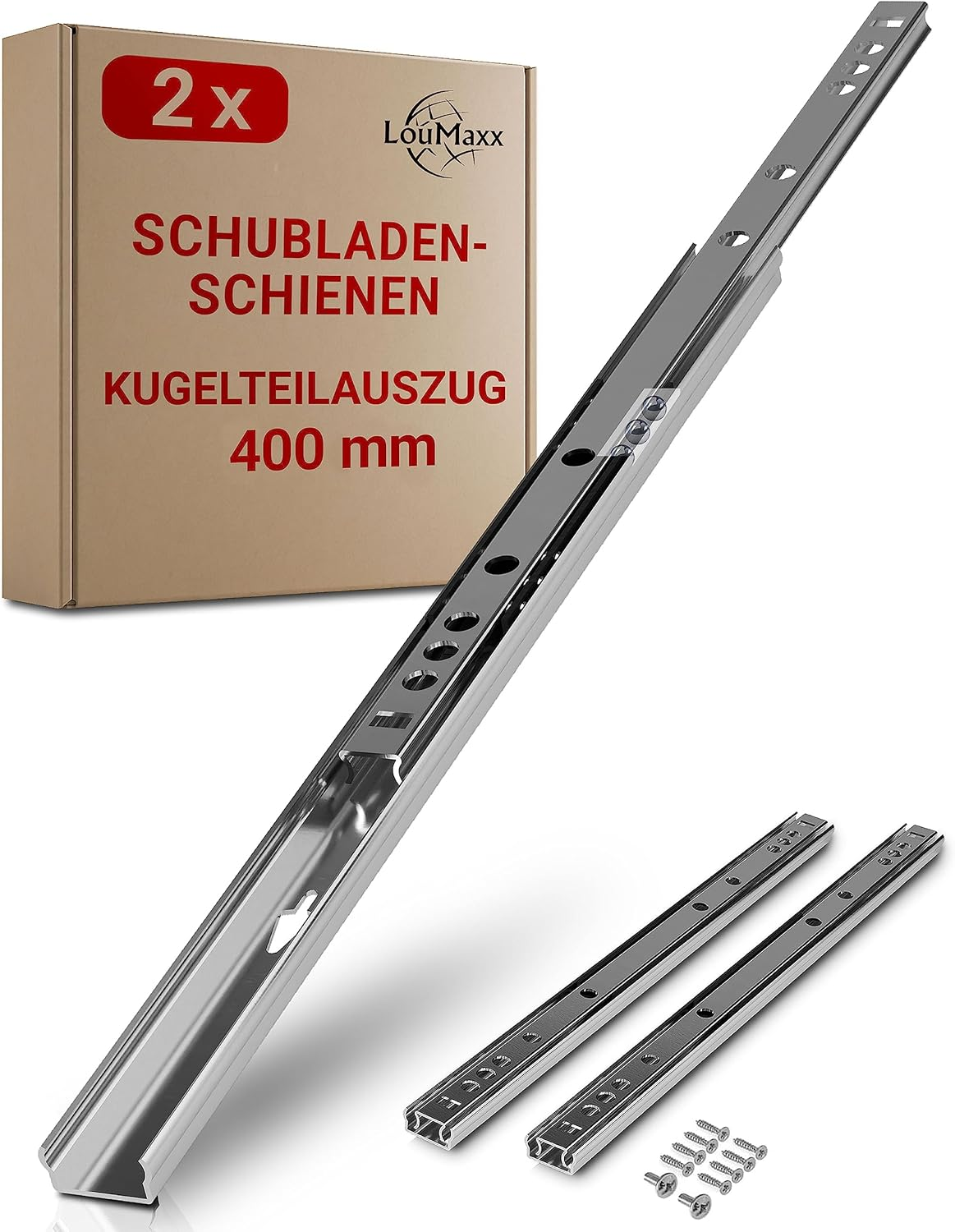 Loumaxx Ball Extension Set of 2 Drawer Runners 27 Mm Groove 400 Mm Runners Drawer Drawer Rail System with Partial Extension