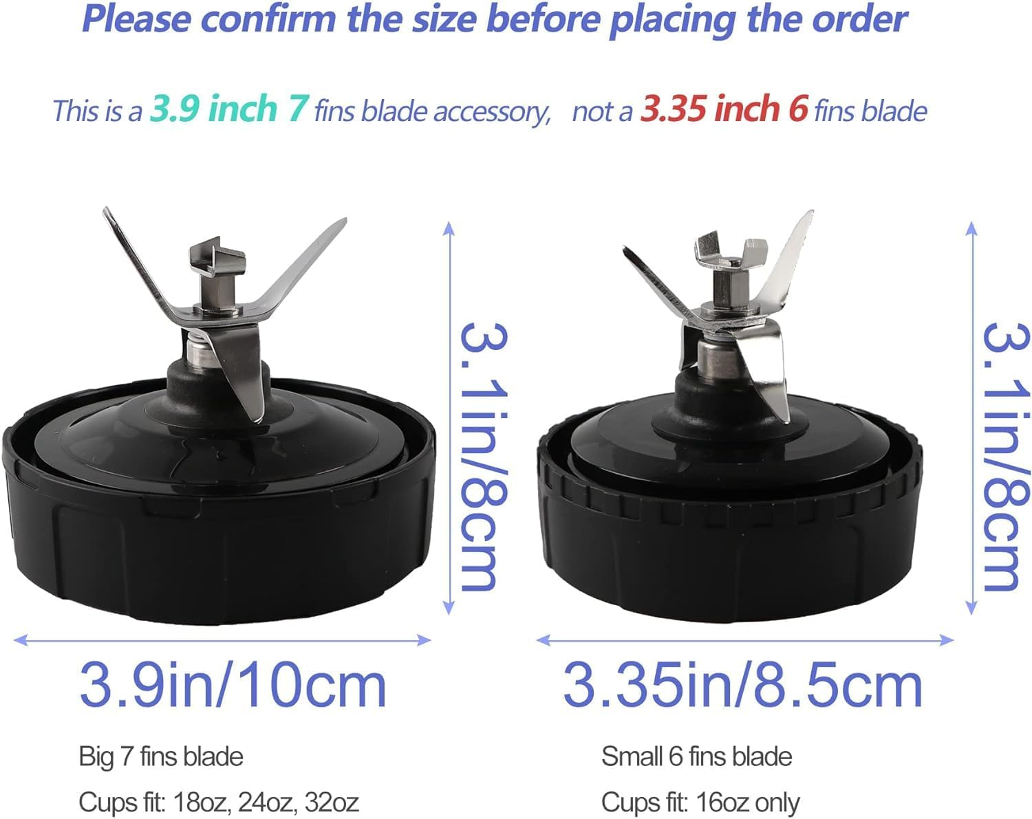 Blender 7 Fin Extractor Blade Assembly with Rubber Gasket Compatible with Nurti Ninja Blender Automatic Iq BL480 BL482 BL642 BL682 NN102 image number 2