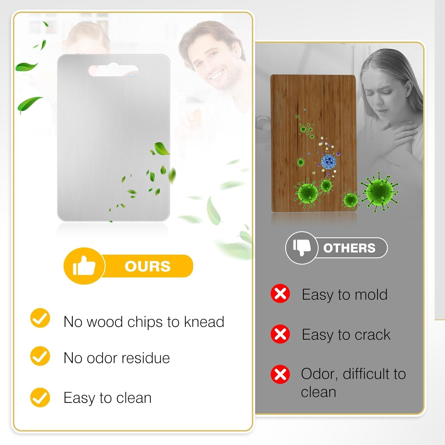 GNEL Titanium Cutting Board for Kitchen, Cutting Board Double Sided Food Grade, Chopping Boards with Handle, Dishwasher Safe, Cutting Boards for Meats, Fruits, Vegetables (12 * 9In)