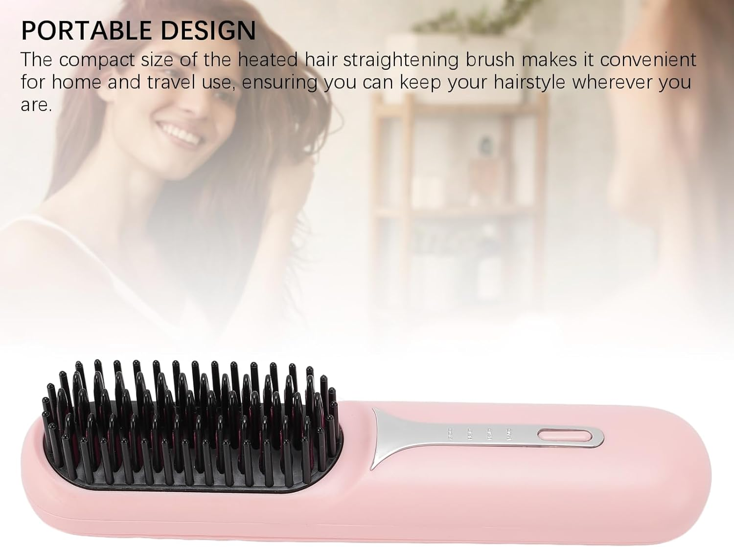 Cordless Hair Straightening Comb Heated Negative Ions Quick Heating Hair Straightener Brush Portable Design for Home and Travel image number 5