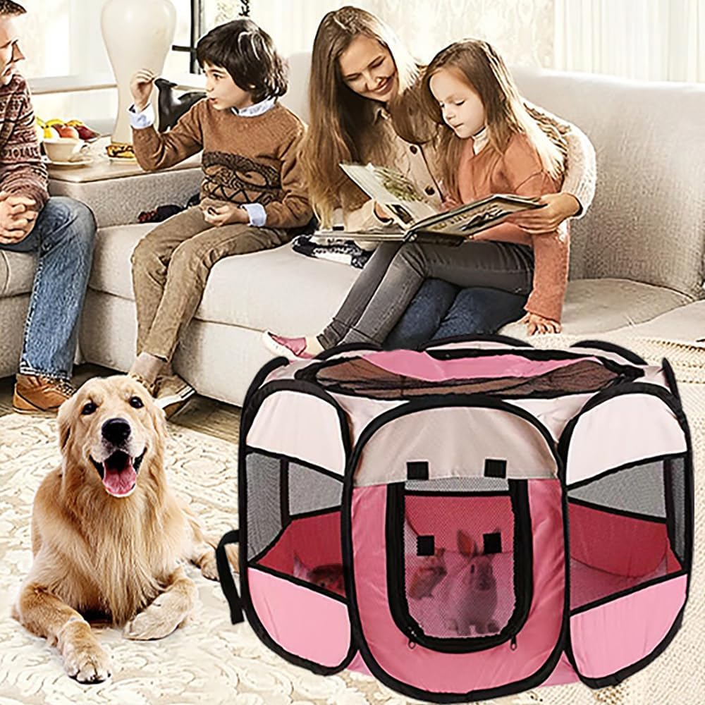 Duscdesp Portable Pet Dog Fence, Playpen Dog Products for Indoor and Outdoor Use, Waterproof Oxford Cloth Puppy Playpen, Suitable for Small Cats, Dogs, Rabbits (S-Blue) image number 6