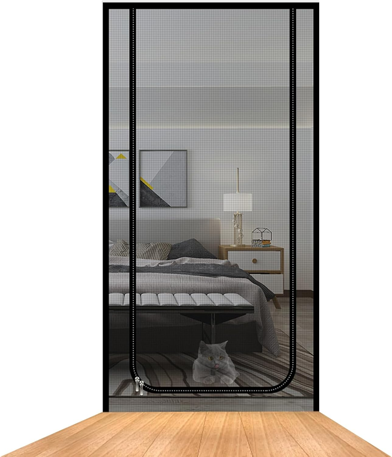 Reinforced Cat Screen Door, 80 Cm X 200 Cm, Pet Safe Mesh Door, Cat Gate Balcony Door, Pets Screen Door with Zip, Prevents Dogs and Cats from Leaking from Home image number 3