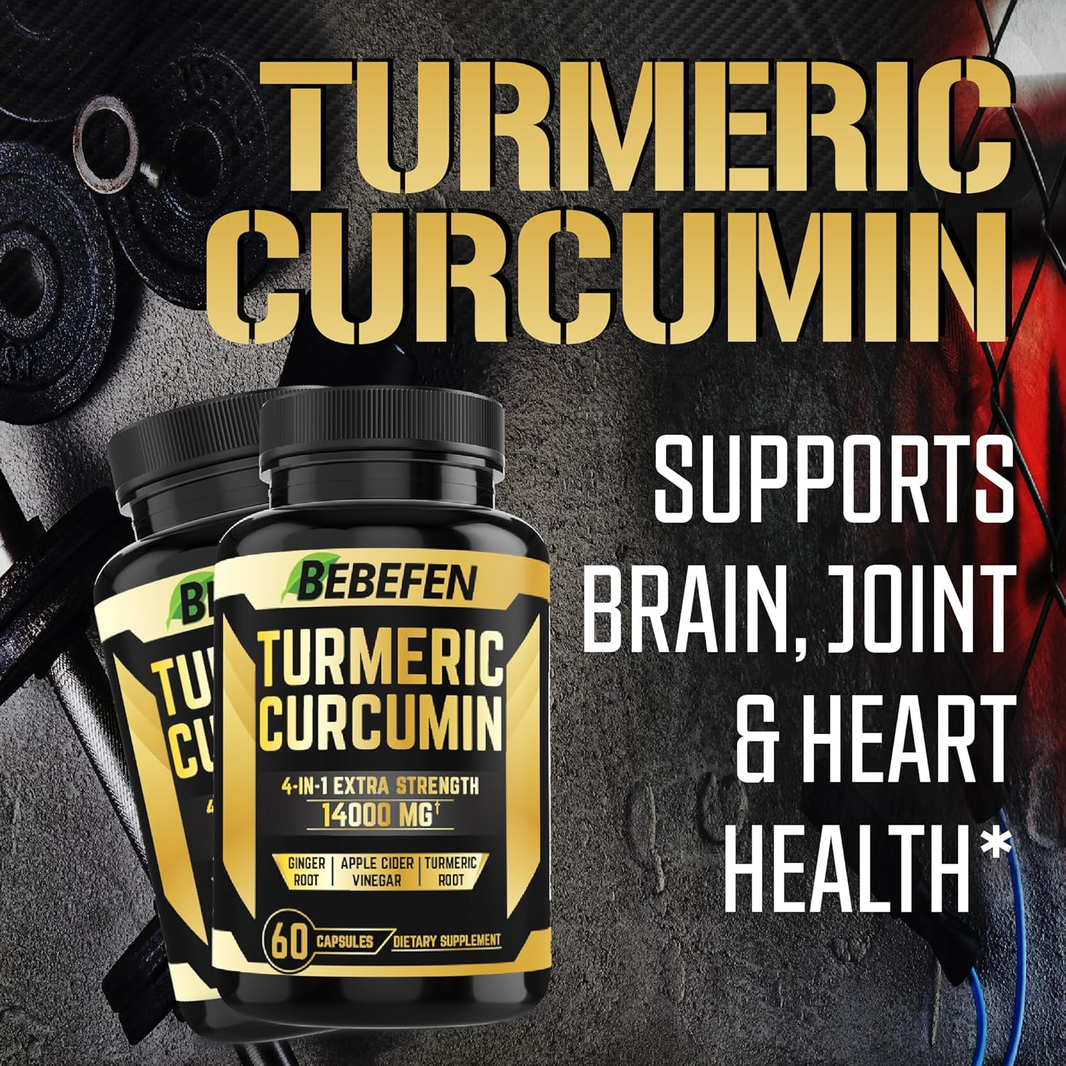 (2 Packs) Turmeric Supplement 14000 Mg - Turmeric Curcumin with Apple Cider Vinegar, Ginger - 2 Month Supply image number 1