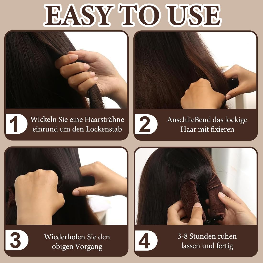 NHQZ Pack of 6 Hair Rollers Heatless Curls Overnight Curls for Medium Long Hair image number 3