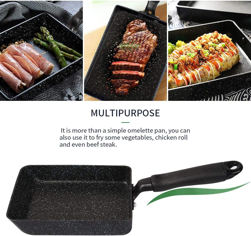 Mylifeunit Non-Stick Omelette Pan, Japanese Rolled Omelet Pan Tamagoyaki Egg Pan (Black) image number 3